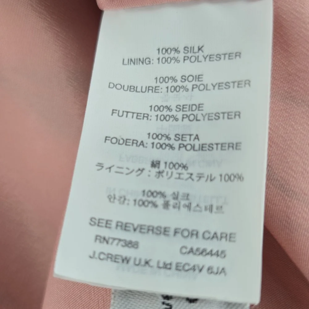 J Crew Women's E0709 100% Silk Marbled Printed Chiffon Dress Lined Pink Size 00